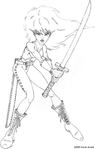  Character ::: Female Elf Warrior - pencil 